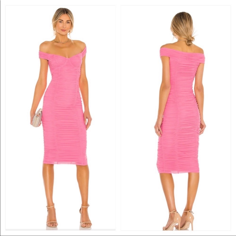 Majorelle tabitha pink off the shoulder dress midi medium